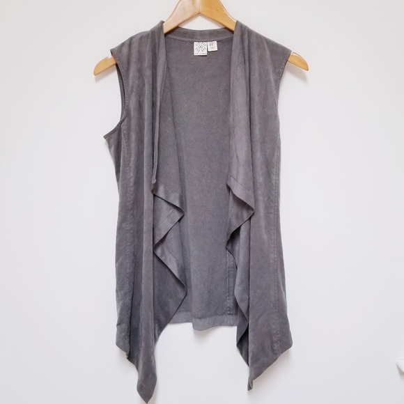 Artisan NY gray suade draped open vest xs - Picture 1 of 4